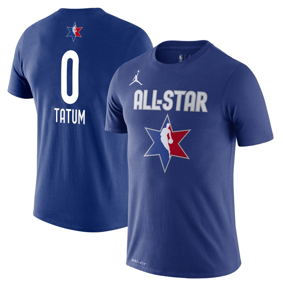 Men Jordan Brand Jayson Tatum Blue 2020 NBA AllStar Game Name & Number Player TShirt->nba t-shirts->Sports Accessory